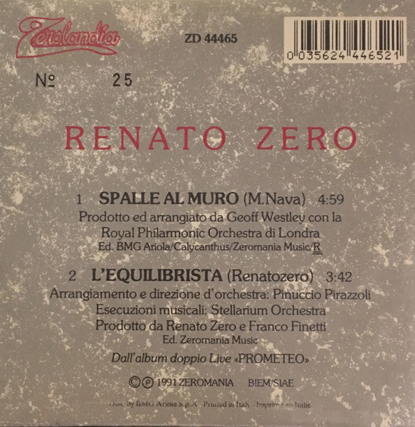 Renato Zero : Spalle Al Muro (CD, Single, Ltd, Num)
